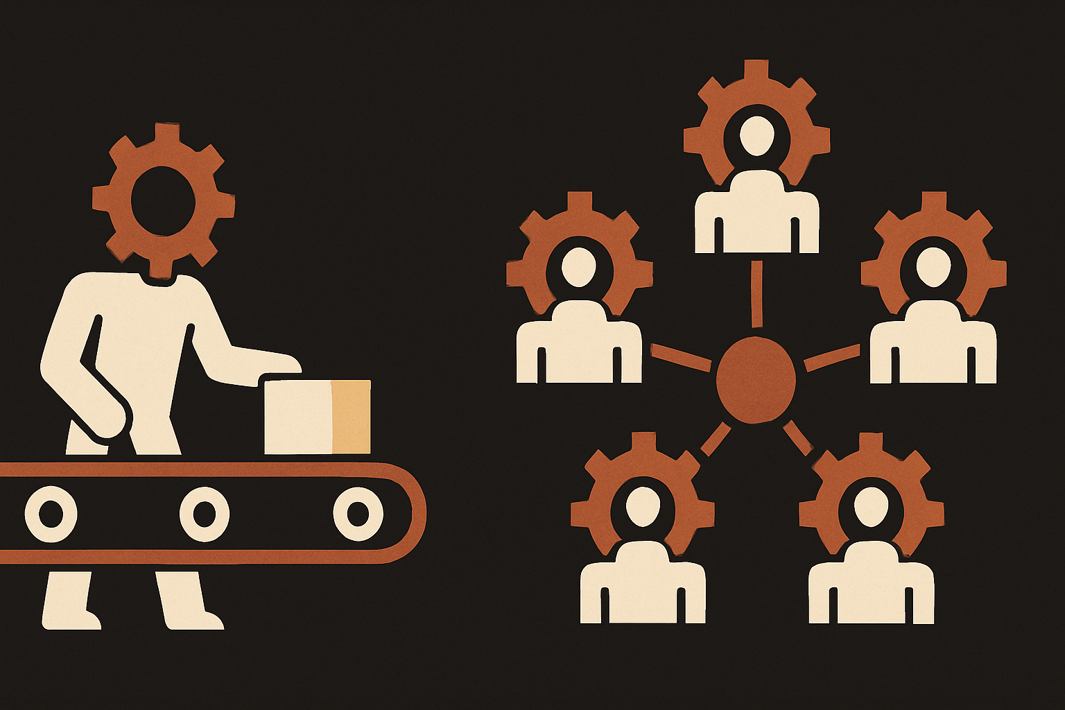 Illustration contrasting a single-task AI agent with an orchestrated network of agentic AI
