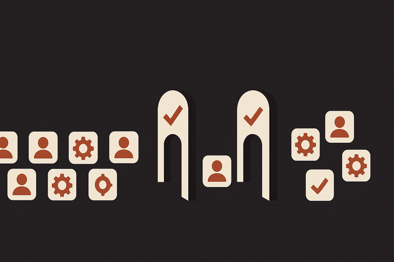 Illustration of agentic AI projects filtered through governance checkpoints, most failing
